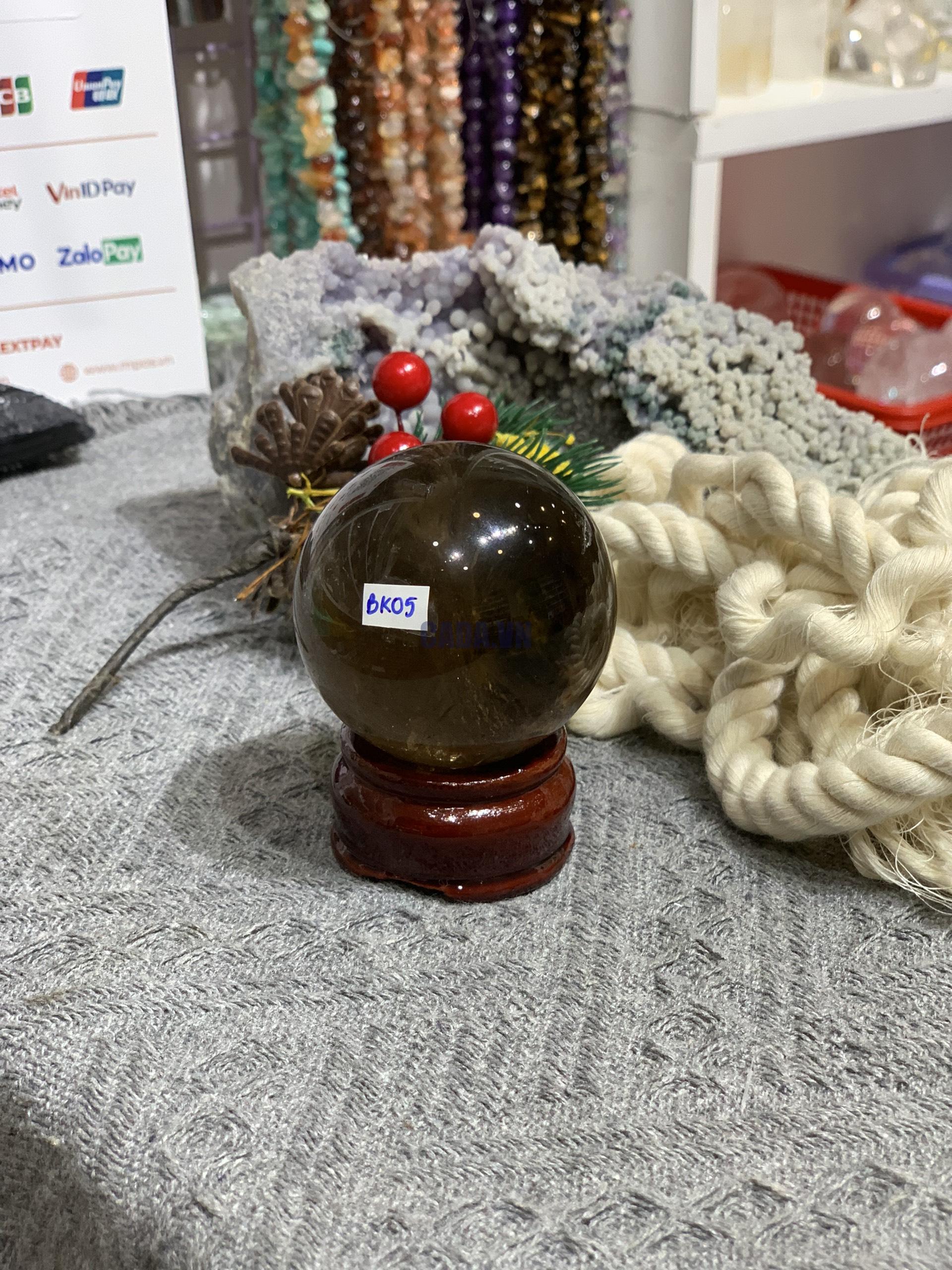 Bi cầu Thạch Anh Khói (BK05), ĐK: 5,26CM – KL: 206GRAM | CADA DECOR