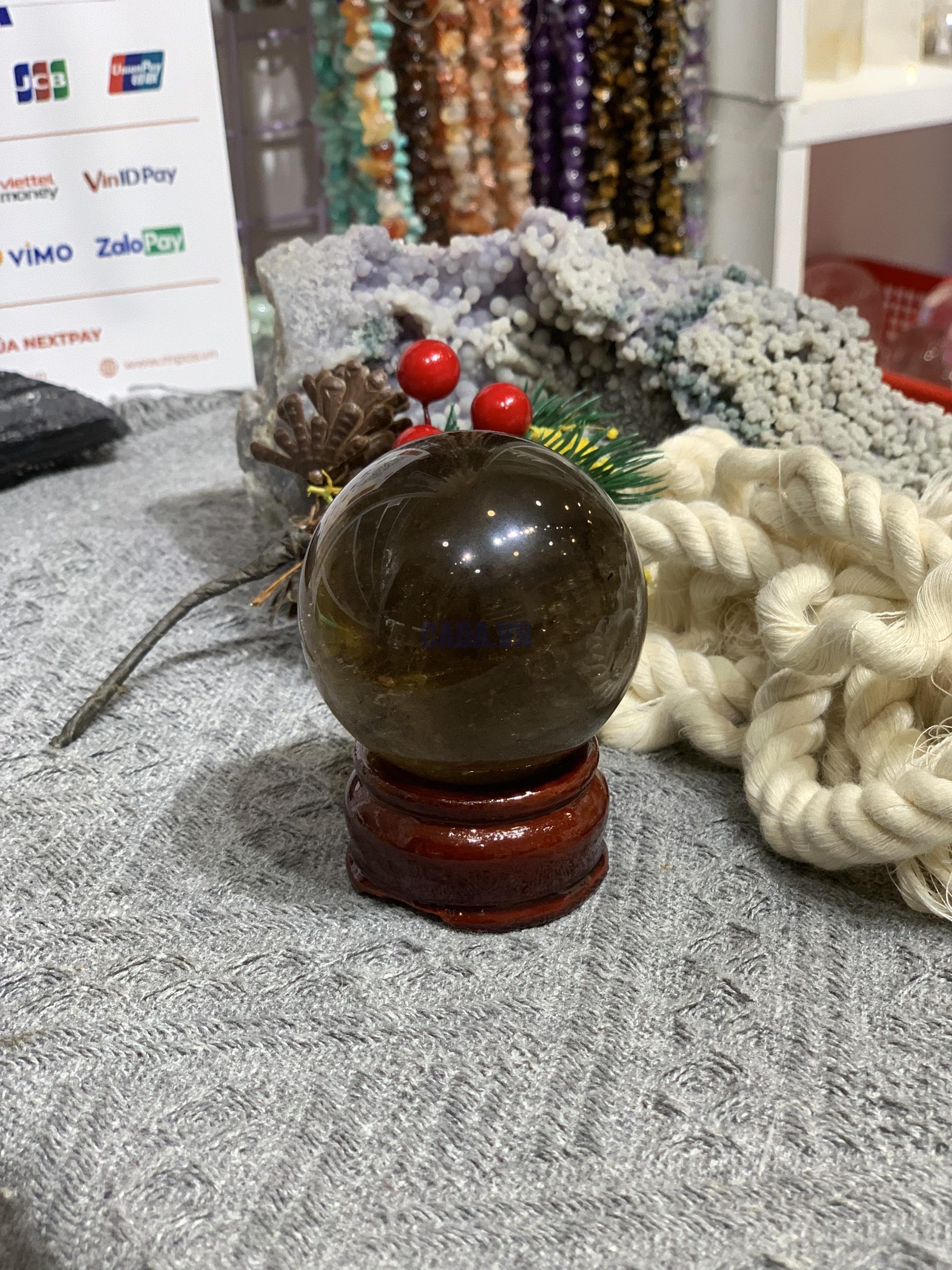 Bi cầu Thạch Anh Khói (BK05), ĐK: 5,26CM – KL: 206GRAM | CADA DECOR