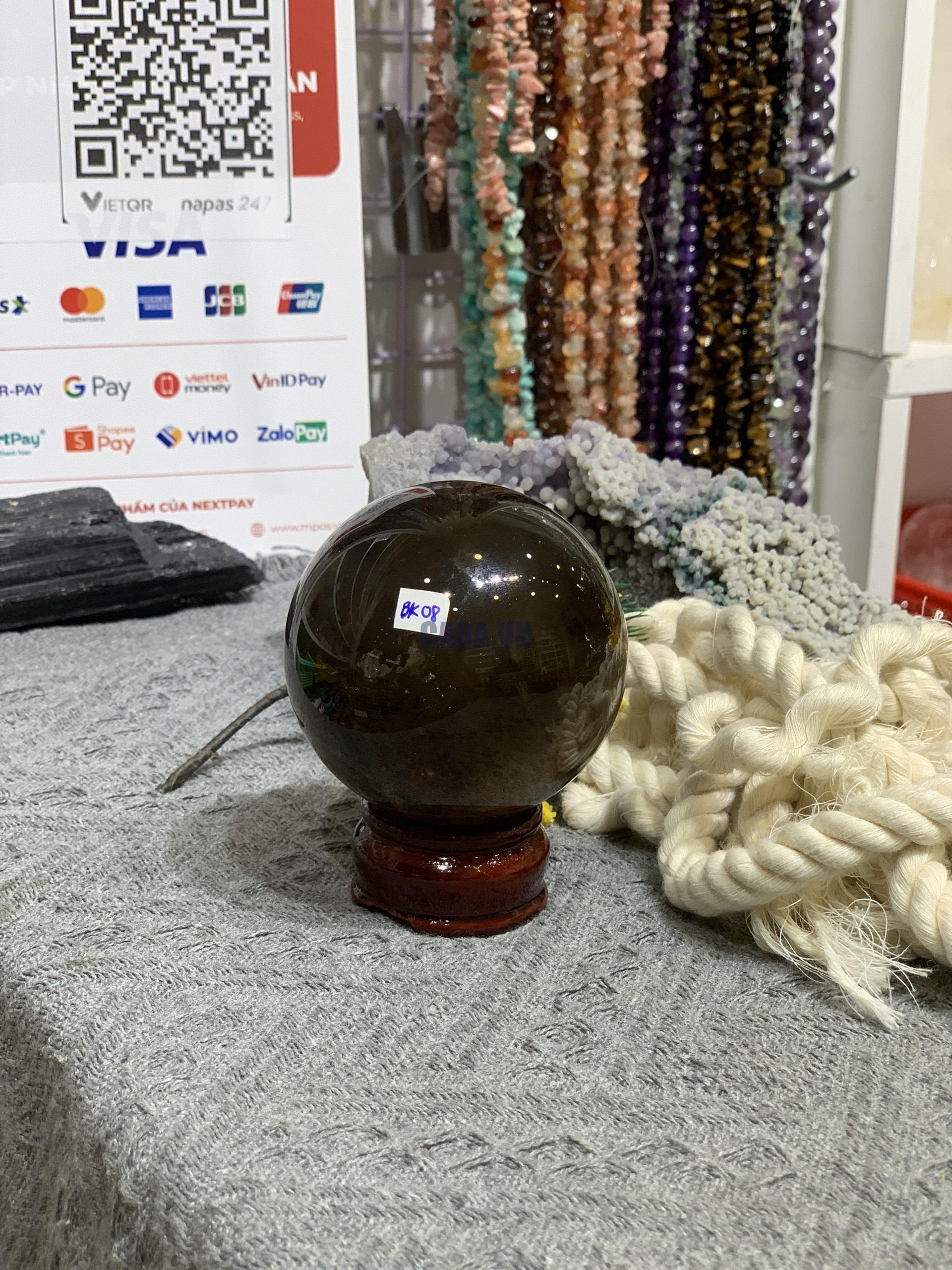 Bi cầu Thạch Anh Khói (BK08), ĐK: 6,99CM – KL: 482GRAM | CADA DECOR