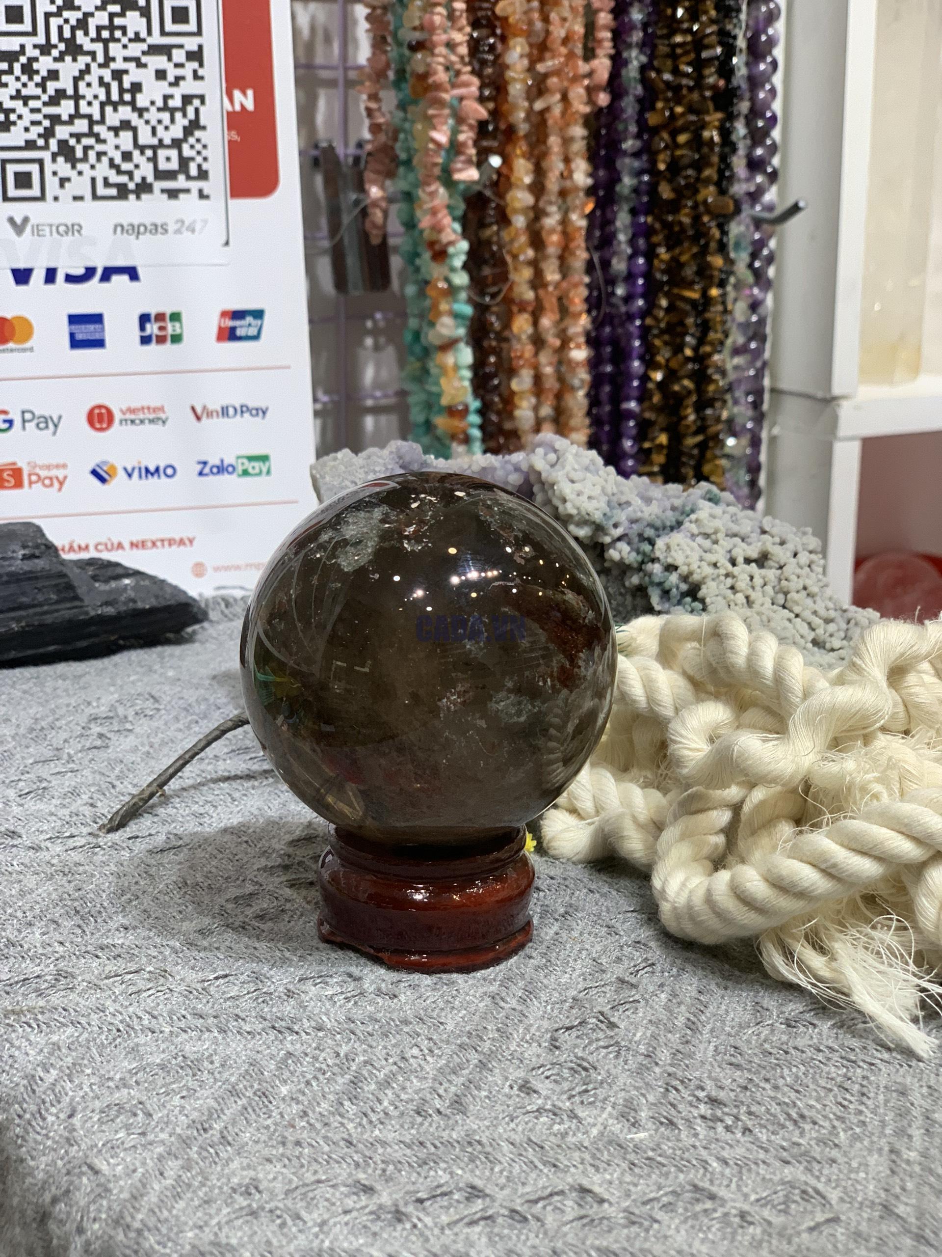 Bi cầu Thạch Anh Khói (BK08), ĐK: 6,99CM – KL: 482GRAM | CADA DECOR