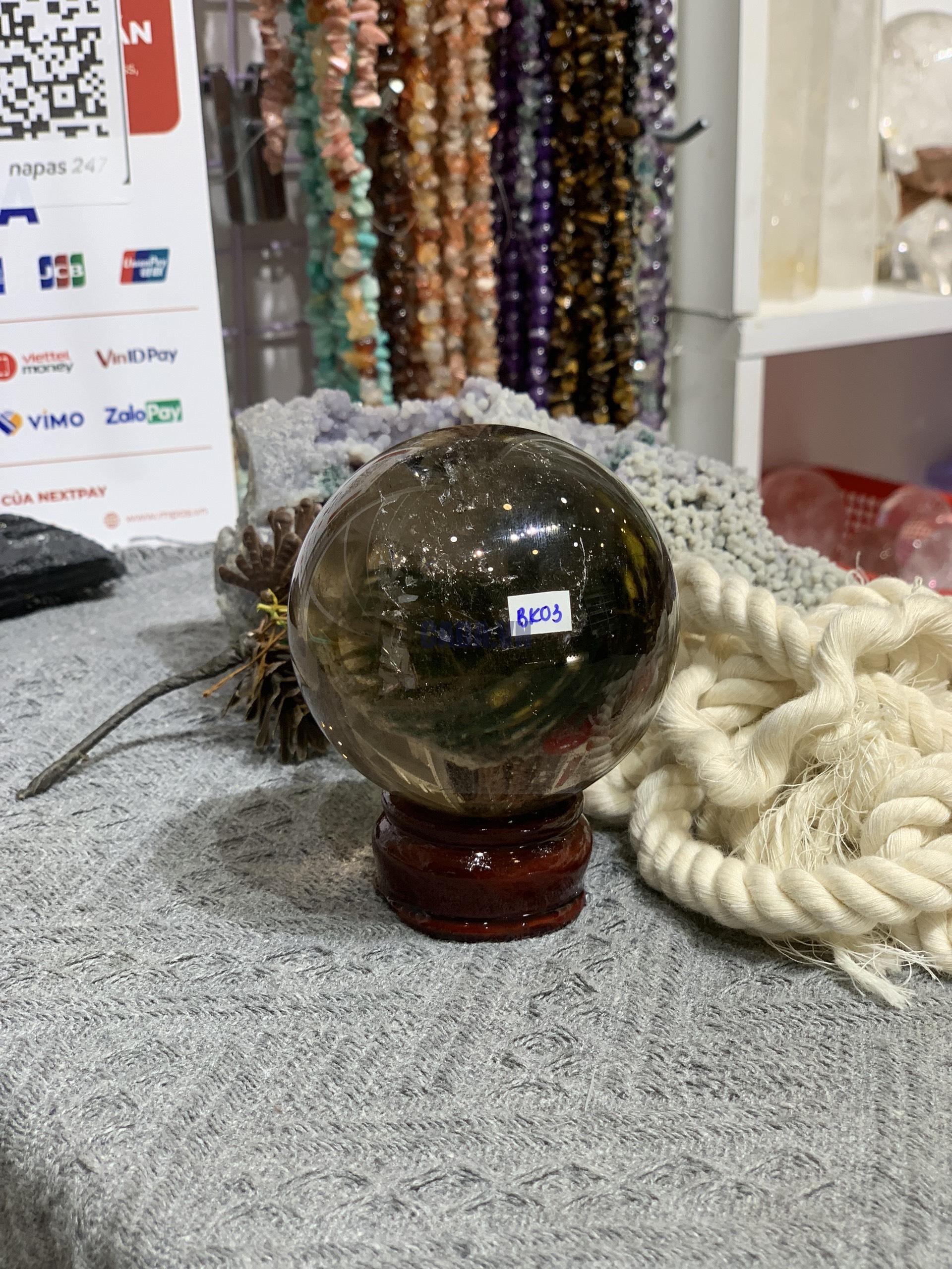 Bi cầu Thạch Anh Khói (BK03), ĐK: 7,11CM – KL: 518GRAM | CADA DECOR