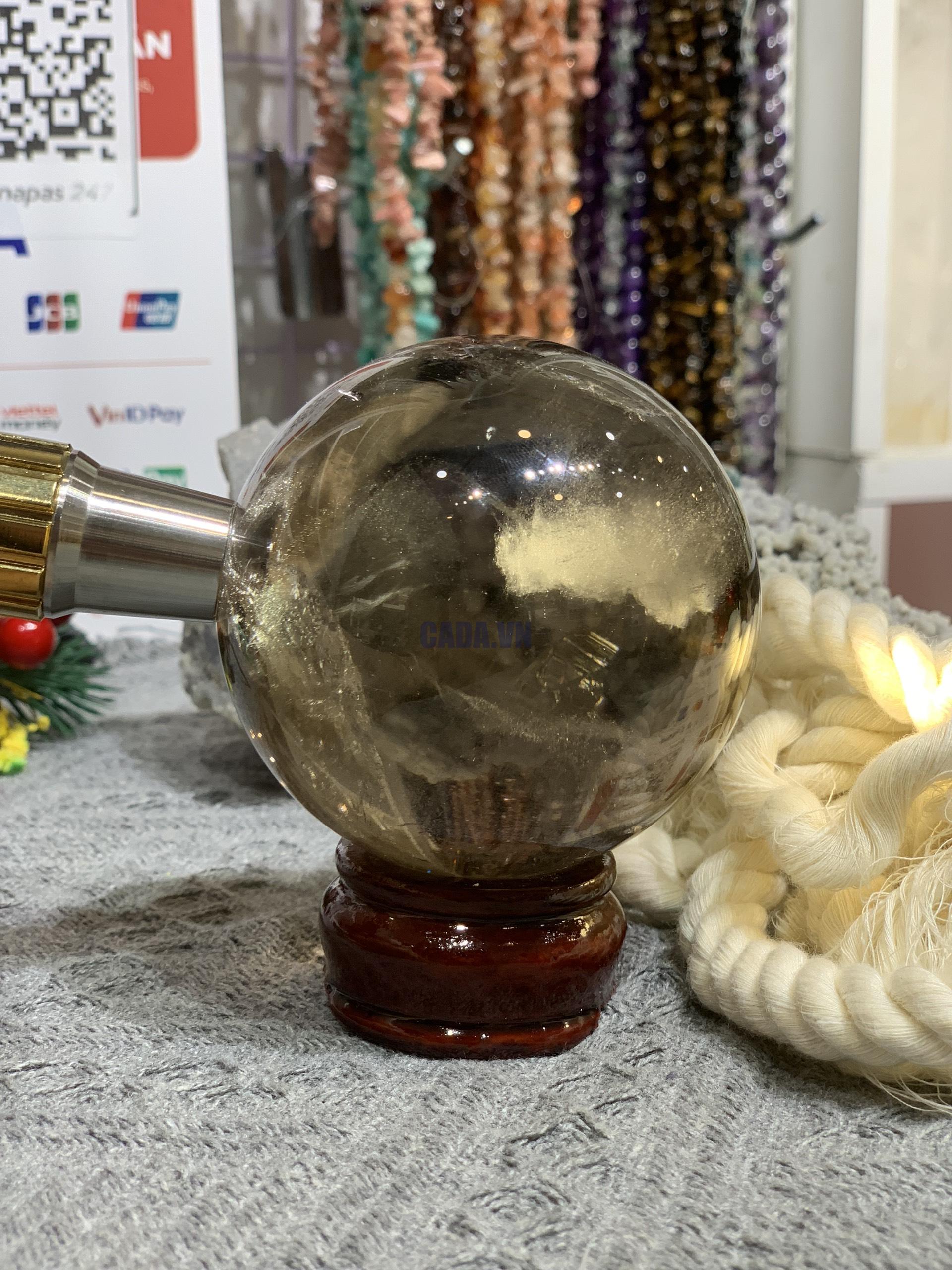 Bi cầu Thạch Anh Khói (BK03), ĐK: 7,11CM – KL: 518GRAM | CADA DECOR