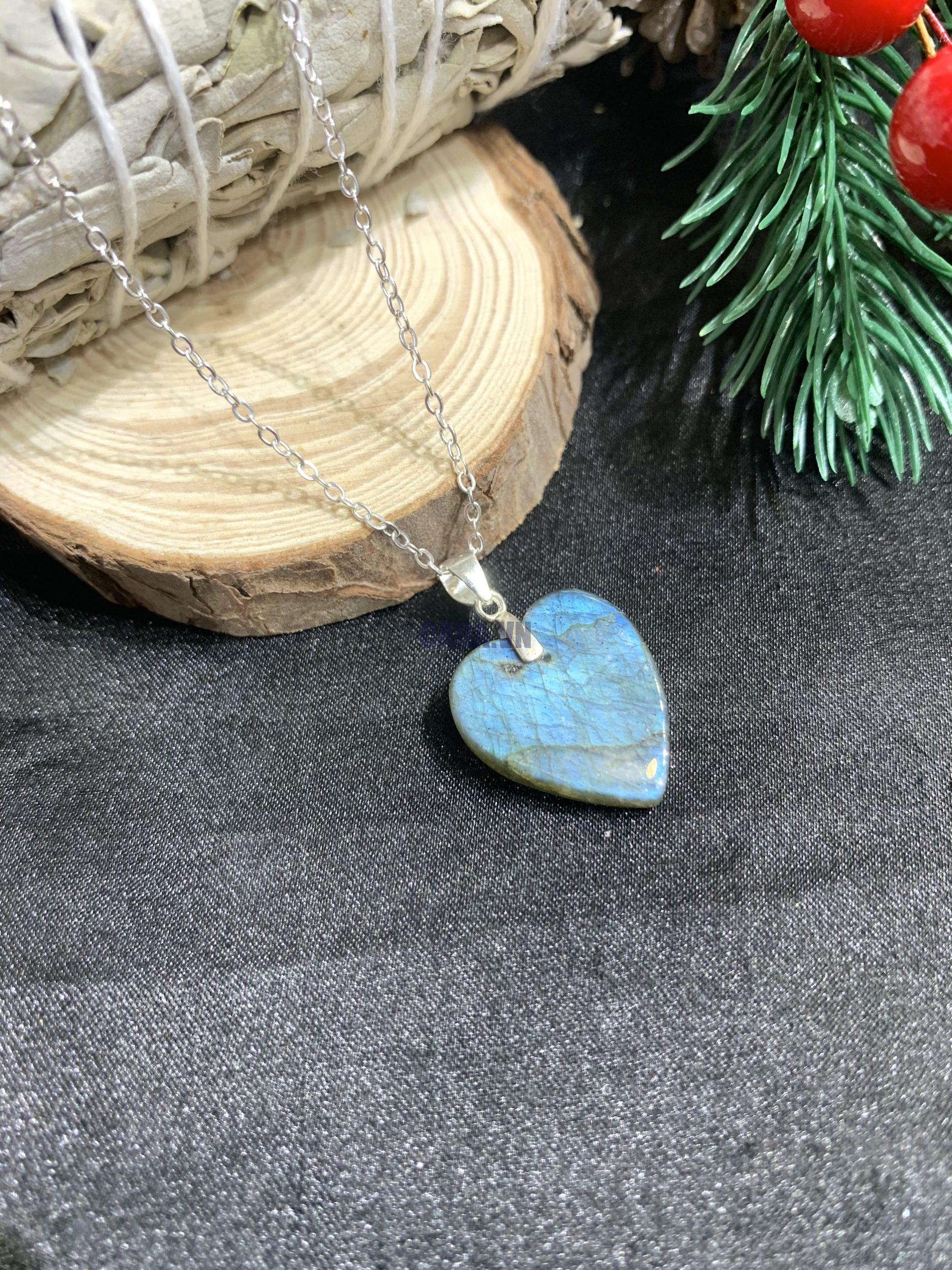 Dây chuyền bạc trái tim Labradorite | CADA DECOR