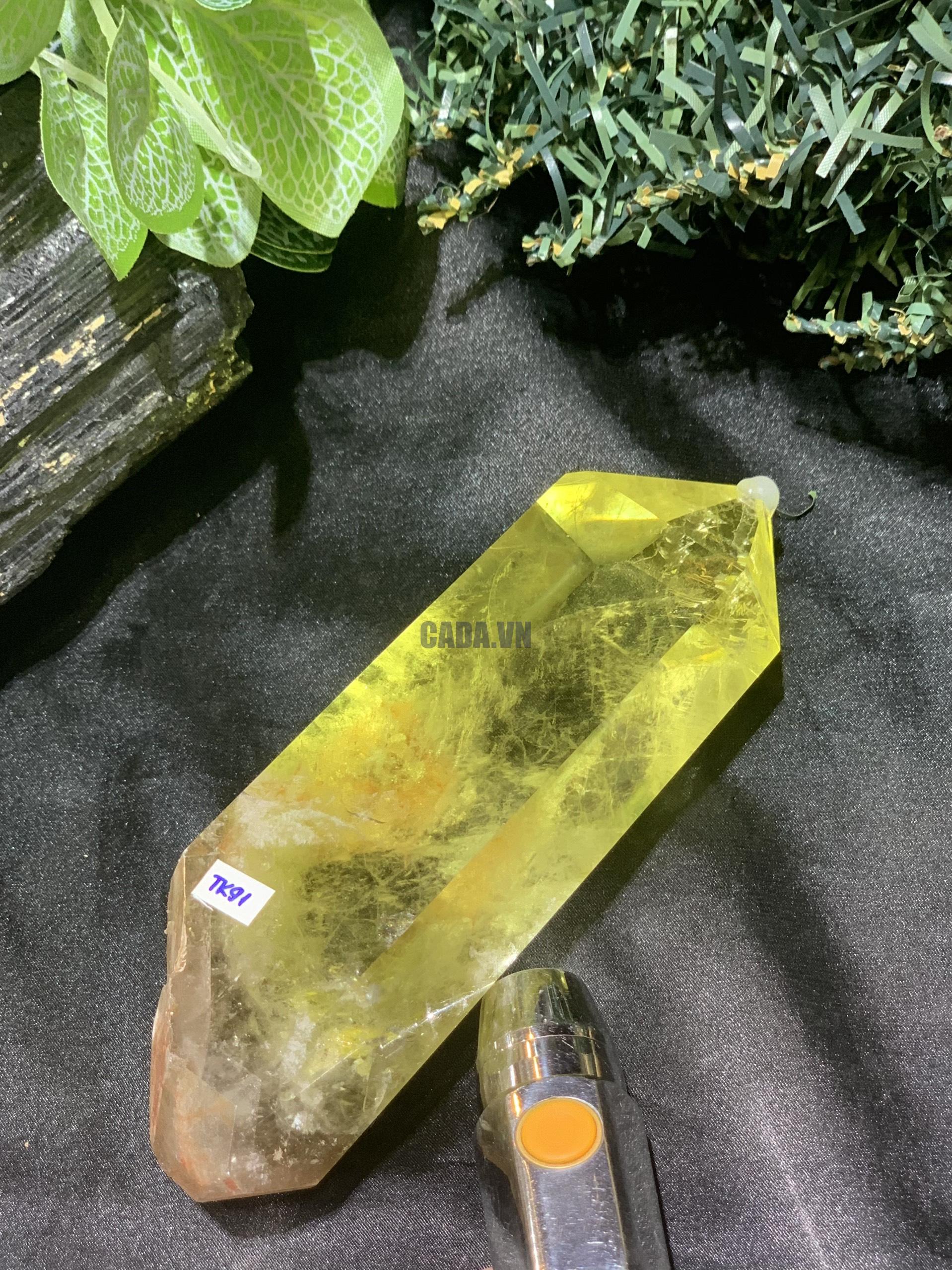TRỤ THẠCH ANH VÀNG – KT: 15*5CM, KL: 0,444KG (TK91)