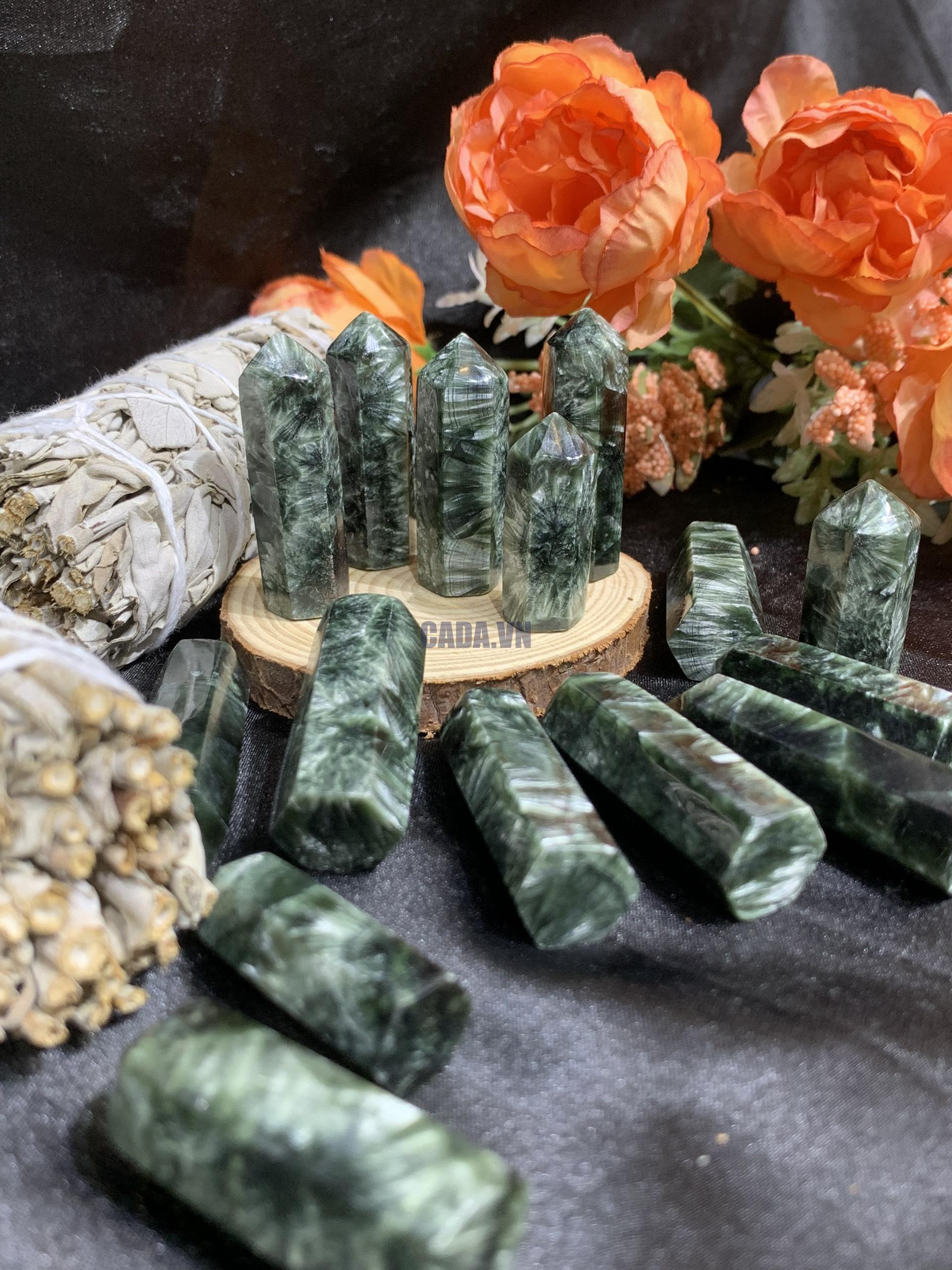 Trụ Mắt Rồng Xanh - Seraphinite | Đá trang trí, sưu tầm, healing | CADA DECOR