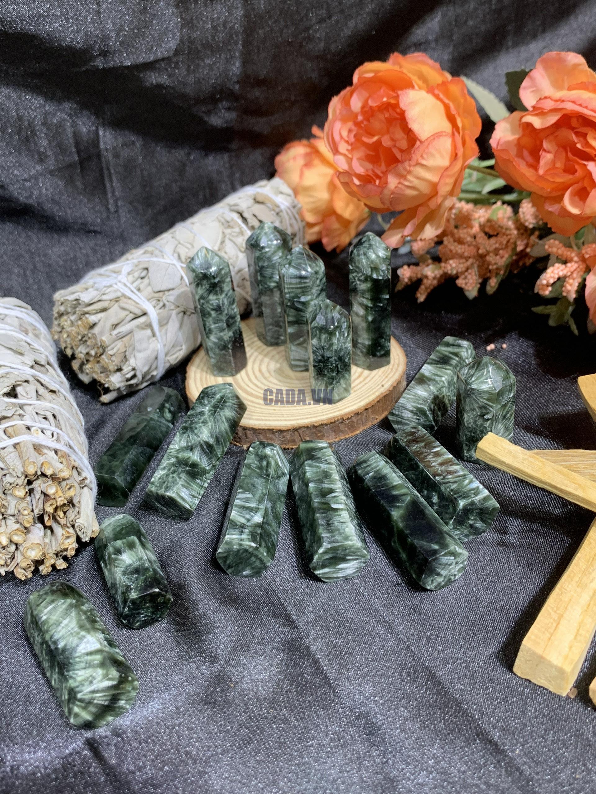 Trụ Mắt Rồng Xanh - Seraphinite | Đá trang trí, sưu tầm, healing | CADA DECOR