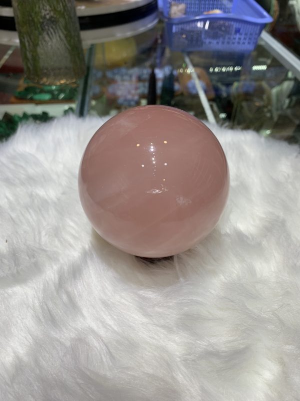 Bi cầu Thạch Anh Hồng sao – Rose Quartz Sphere (BH230), ĐK: 9,5CM, KL: 1,328KG