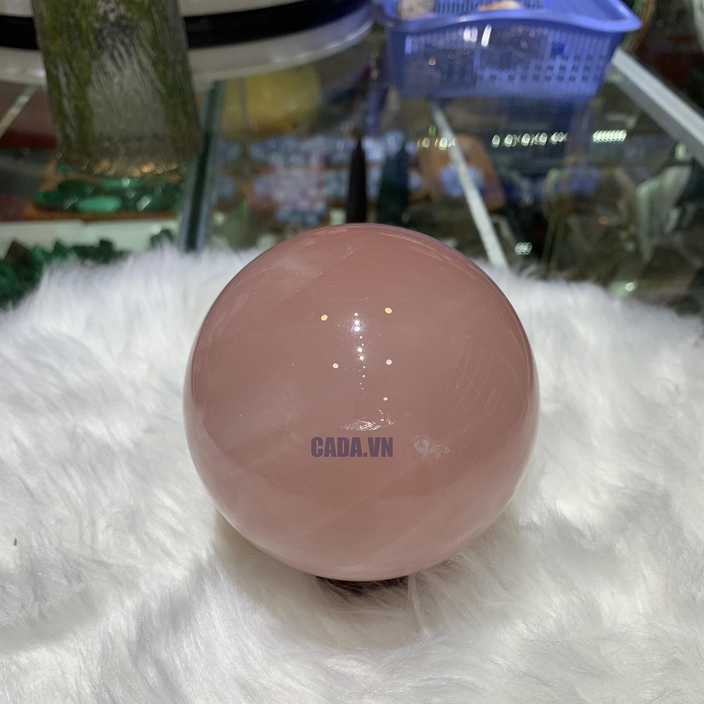 Bi cầu Thạch Anh Hồng sao – Rose Quartz Sphere (BH230), ĐK: 9,5CM, KL: 1,328KG