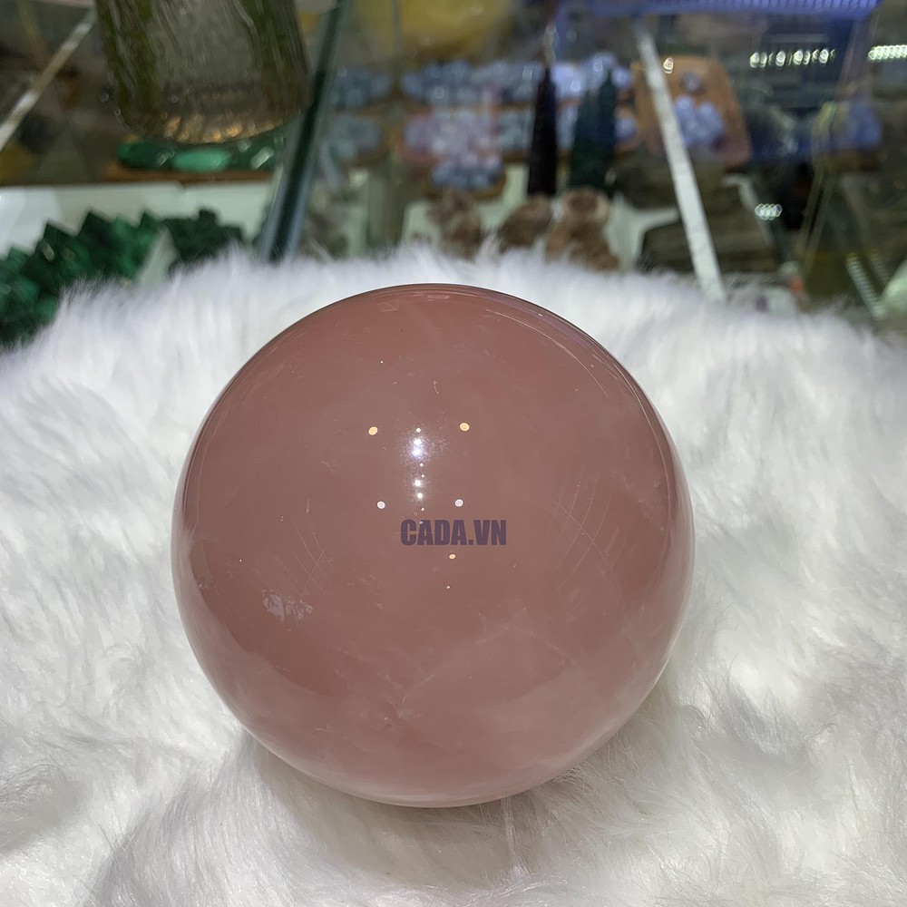 Bi cầu Thạch Anh Hồng sao – Rose Quartz Sphere (BH230), ĐK: 9,5CM, KL: 1,328KG