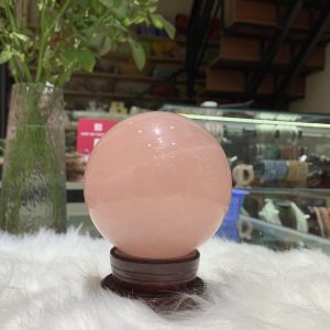 Bi cầu Thạch Anh Hồng sao – Rose Quartz Sphere (BH231), ĐK: 8,9CM, KL: 1,032KG