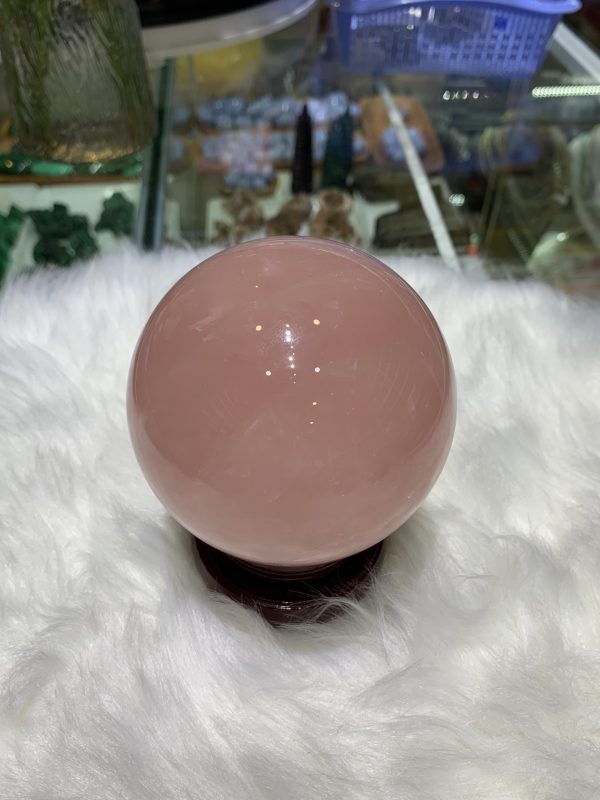 Bi cầu Thạch Anh Hồng sao – Rose Quartz Sphere (BH231), ĐK: 8,9CM, KL: 1,032KG
