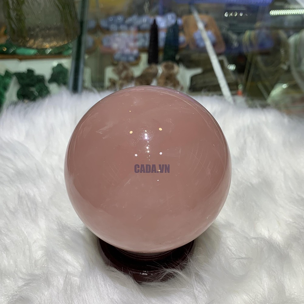 Bi cầu Thạch Anh Hồng sao – Rose Quartz Sphere (BH231), ĐK: 8,9CM, KL: 1,032KG