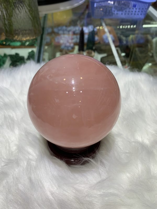 Bi cầu Thạch Anh Hồng sao – Rose Quartz Sphere (BH231), ĐK: 8,9CM, KL: 1,032KG