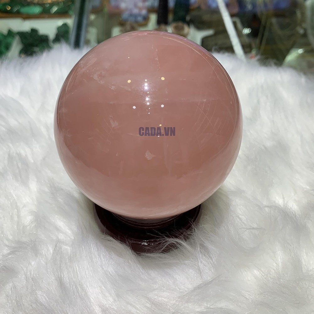 Bi cầu Thạch Anh Hồng sao – Rose Quartz Sphere (BH231), ĐK: 8,9CM, KL: 1,032KG