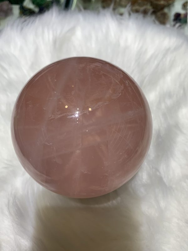 Bi cầu Thạch Anh Hồng sao – Rose Quartz Sphere (BH233), ĐK: 9,2CM, KL: 1,142KG