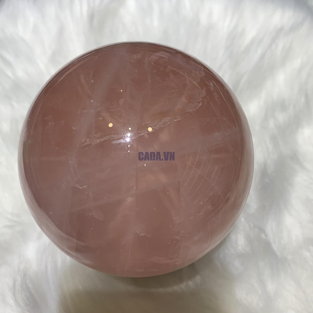 Bi cầu Thạch Anh Hồng sao – Rose Quartz Sphere (BH233), ĐK: 9,2CM, KL: 1,142KG