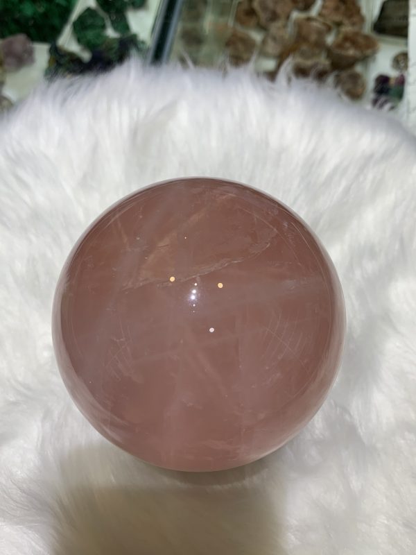 Bi cầu Thạch Anh Hồng sao – Rose Quartz Sphere (BH233), ĐK: 9,2CM, KL: 1,142KG