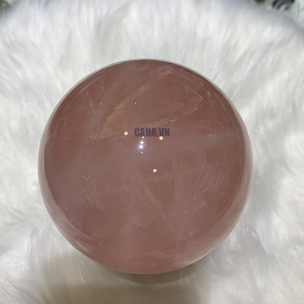 Bi cầu Thạch Anh Hồng sao – Rose Quartz Sphere (BH233), ĐK: 9,2CM, KL: 1,142KG