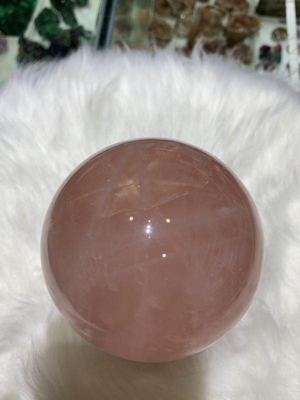 Bi cầu Thạch Anh Hồng sao – Rose Quartz Sphere (BH233), ĐK: 9,2CM, KL: 1,142KG