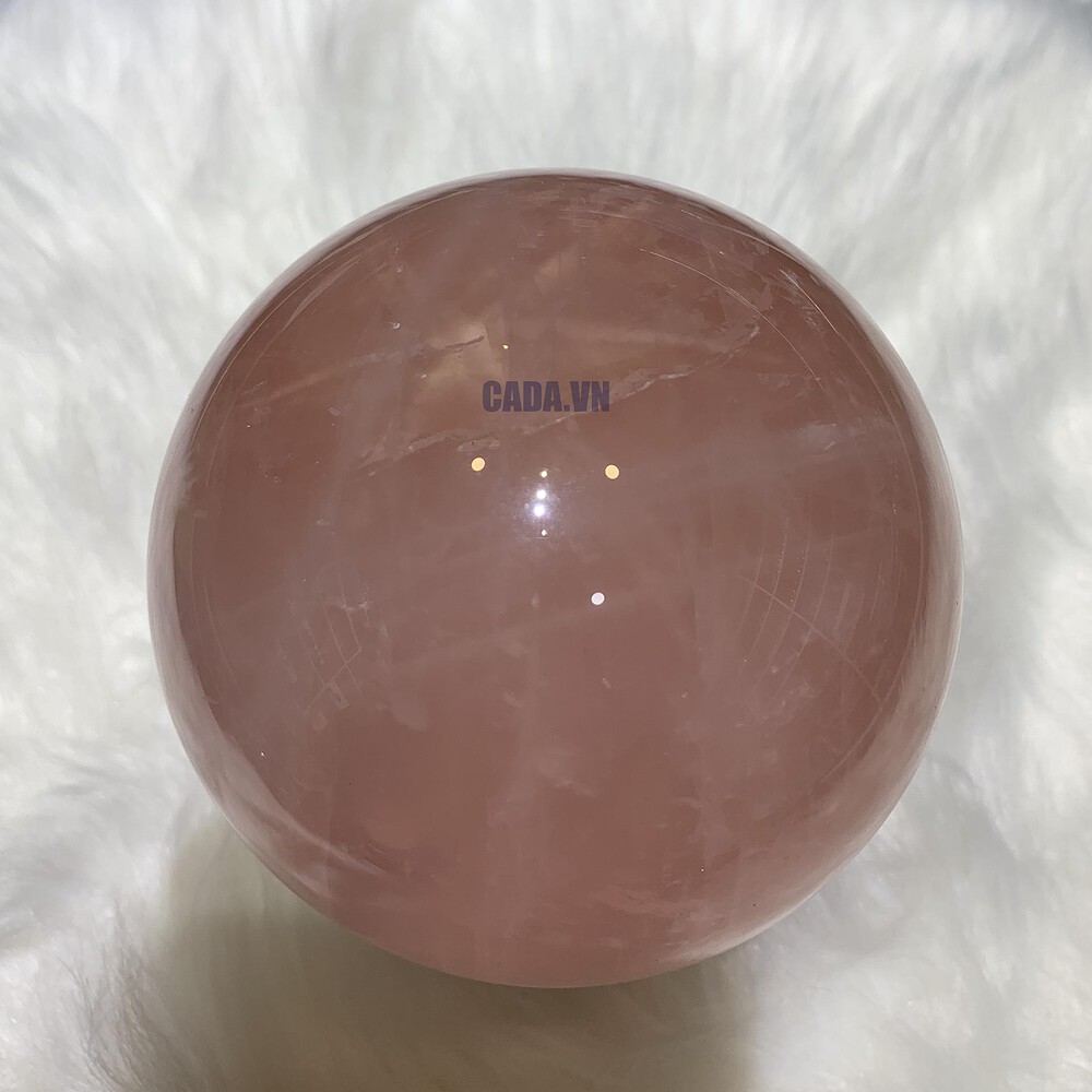 Bi cầu Thạch Anh Hồng sao – Rose Quartz Sphere (BH233), ĐK: 9,2CM, KL: 1,142KG