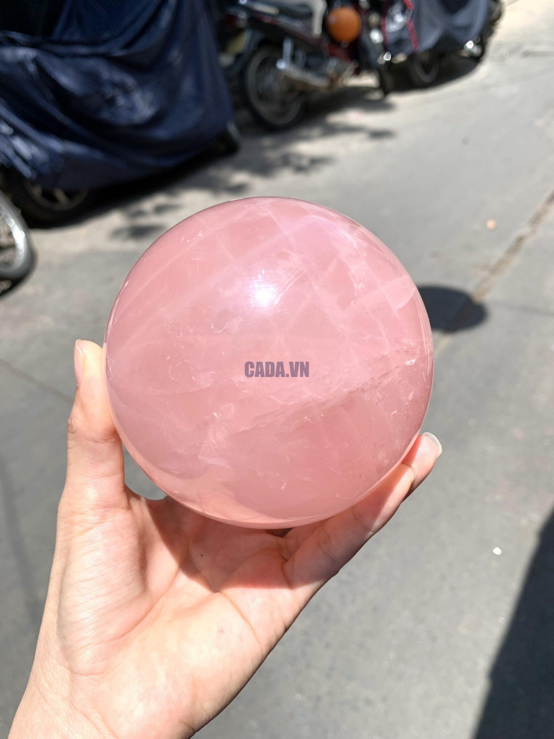 Bi cầu Thạch Anh Hồng sao – Rose Quartz Sphere (BH229), ĐK: 9,5CM, KL: 1,286KG