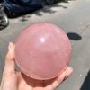 Bi cầu Thạch Anh Hồng sao – Rose Quartz Sphere (BH229), ĐK: 9,5CM, KL: 1,286KG