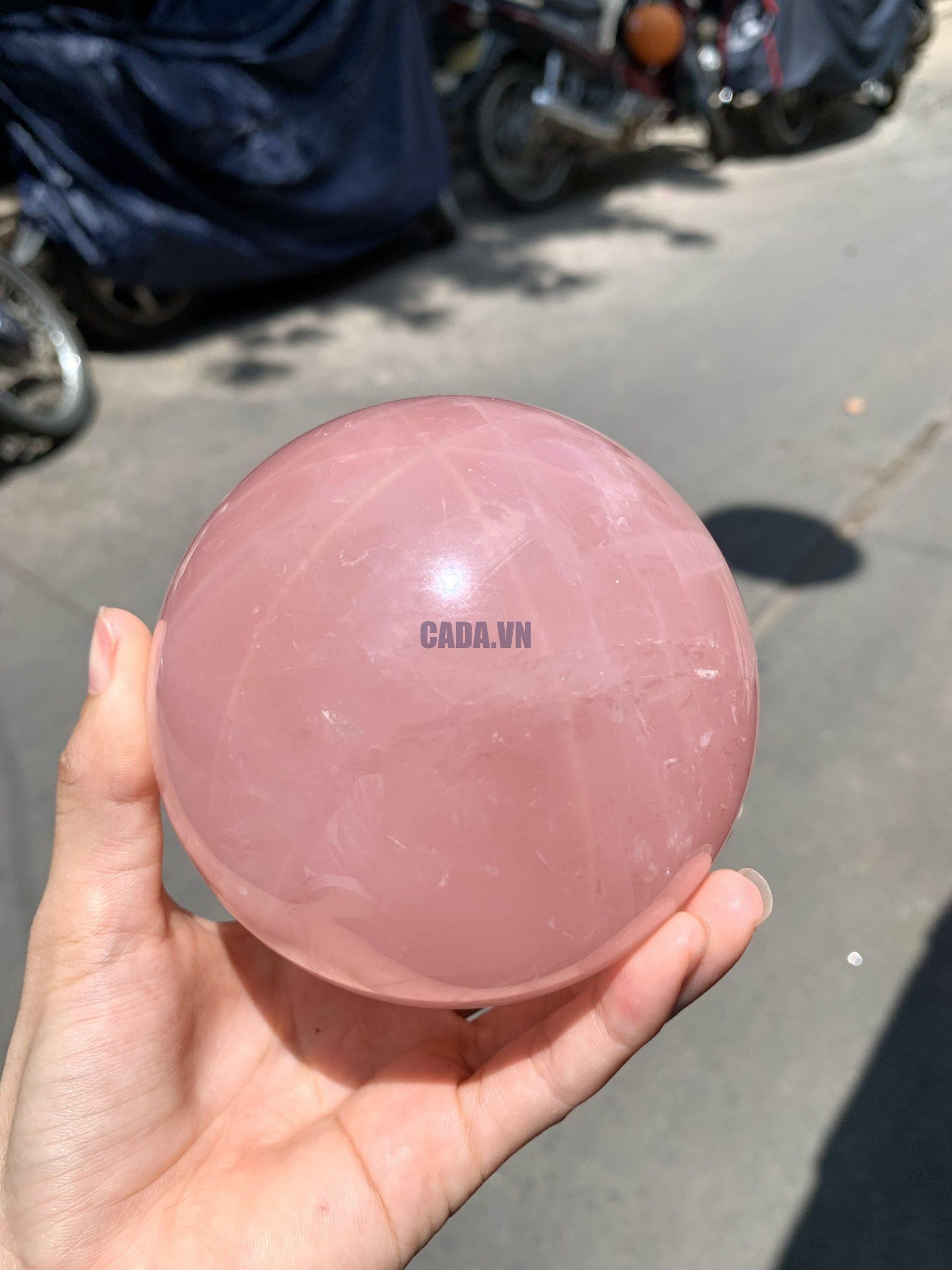 Bi cầu Thạch Anh Hồng sao – Rose Quartz Sphere (BH229), ĐK: 9,5CM, KL: 1,286KG