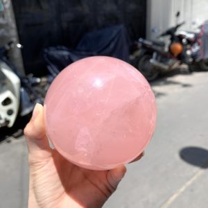 Bi cầu Thạch Anh Hồng sao – Rose Quartz Sphere (BH229), ĐK: 9,5CM, KL: 1,286KG