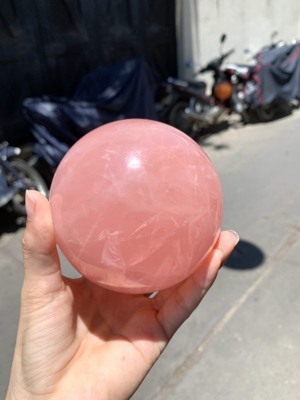Bi cầu Thạch Anh Hồng sao – Rose Quartz Sphere (BH224), ĐK: 8,8CM, KL: 1,036KG