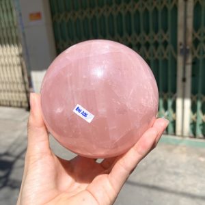 Bi cầu Thạch Anh Hồng sao – Rose Quartz Sphere (BH226), ĐK: 9,4CM, KL: 1,262KG