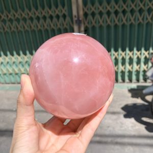 Bi cầu Thạch Anh Hồng sao – Rose Quartz Sphere (BH222), ĐK: 9,2CM, KL: 1,138KG