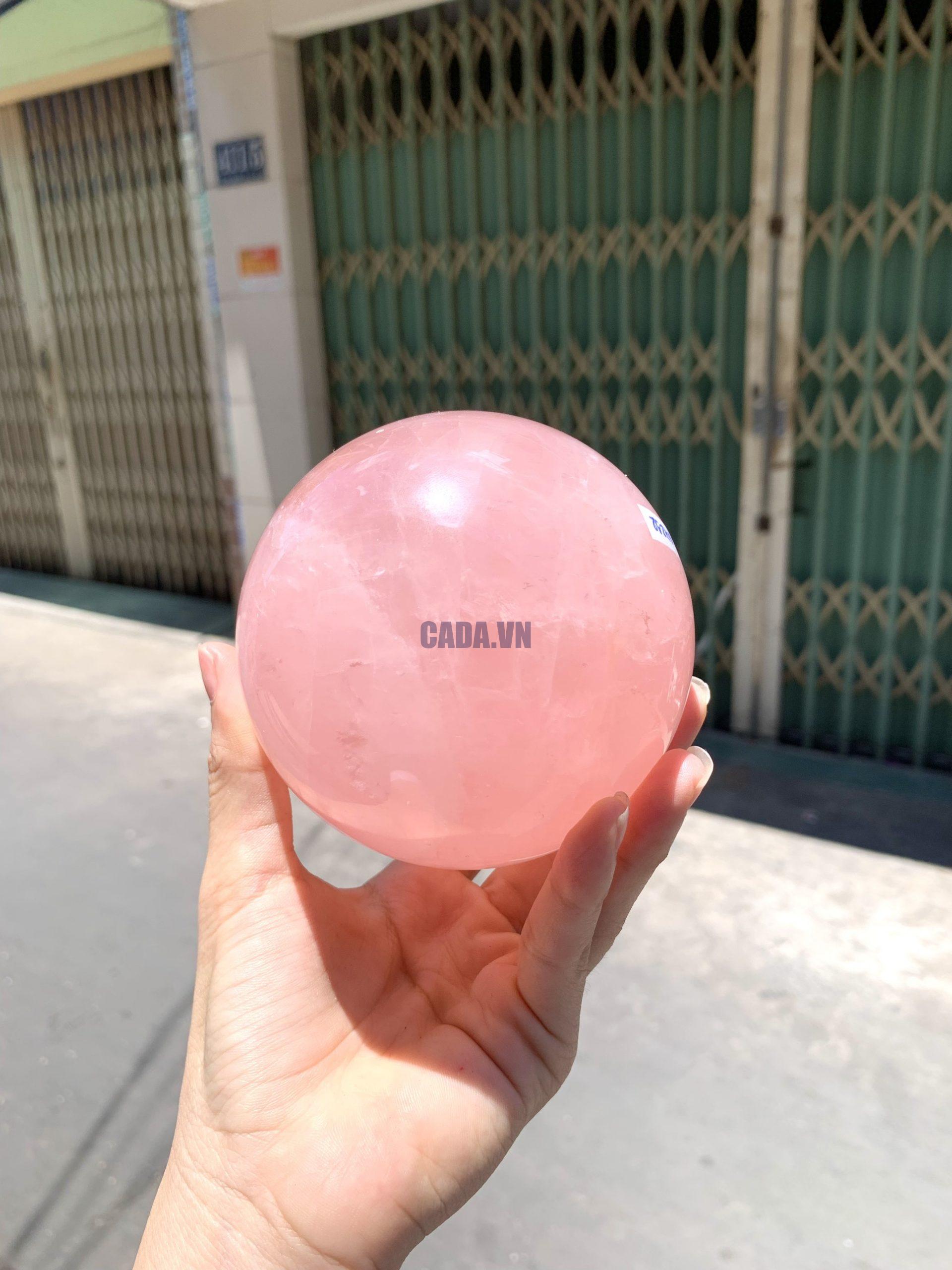 Bi cầu Thạch Anh Hồng sao – Rose Quartz Sphere (BH232), ĐK: 9,1CM, KL: 1,124KG