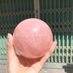 Bi cầu Thạch Anh Hồng sao – Rose Quartz Sphere (BH223), ĐK: 9,2CM, KL: 1,13KG
