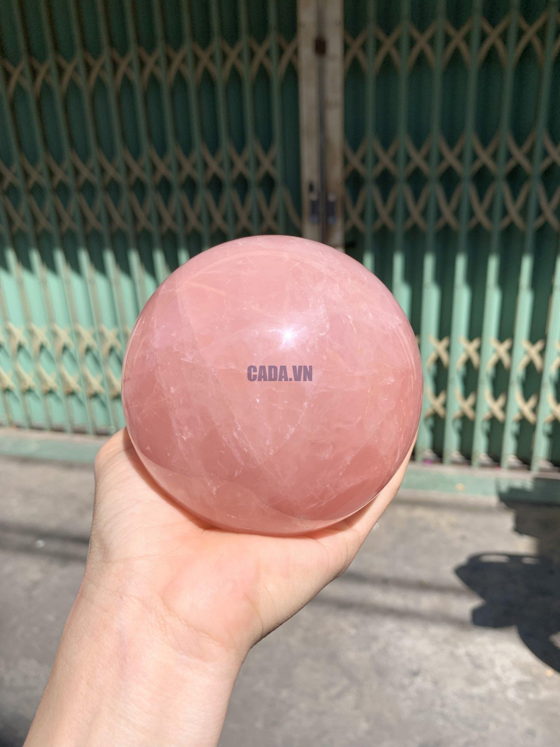 Bi cầu Thạch Anh Hồng sao – Rose Quartz Sphere (BH223), ĐK: 9,2CM, KL: 1,13KG