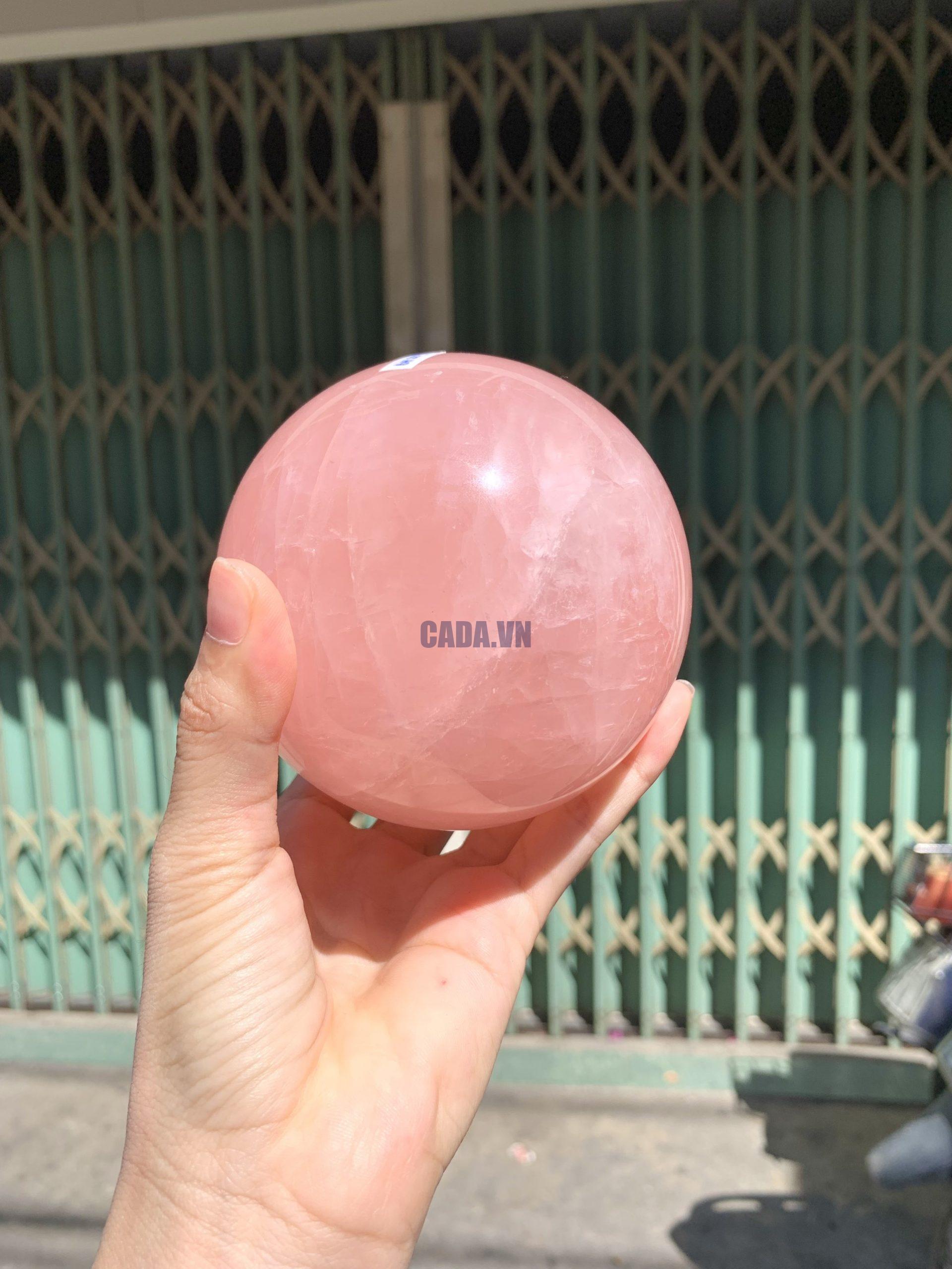 Bi cầu Thạch Anh Hồng sao – Rose Quartz Sphere (BH223), ĐK: 9,2CM, KL: 1,13KG