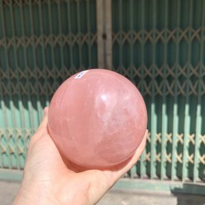 Bi cầu Thạch Anh Hồng sao – Rose Quartz Sphere (BH223), ĐK: 9,2CM, KL: 1,13KG