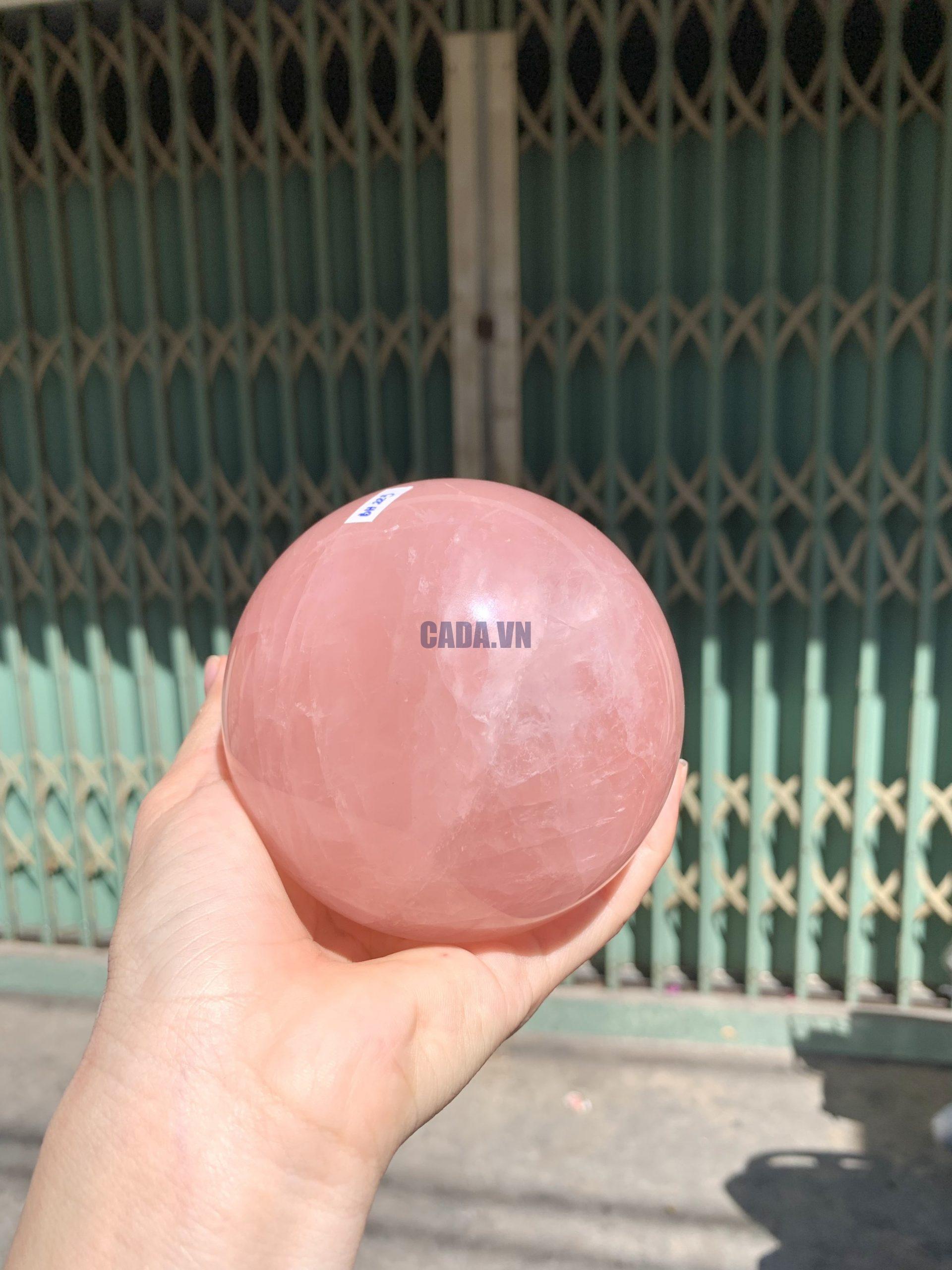 Bi cầu Thạch Anh Hồng sao – Rose Quartz Sphere (BH223), ĐK: 9,2CM, KL: 1,13KG