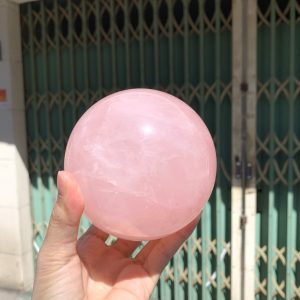 Bi cầu Thạch Anh Hồng sao – Rose Quartz Sphere (BH219), ĐK: 9,4CM, KL: 1,246KG