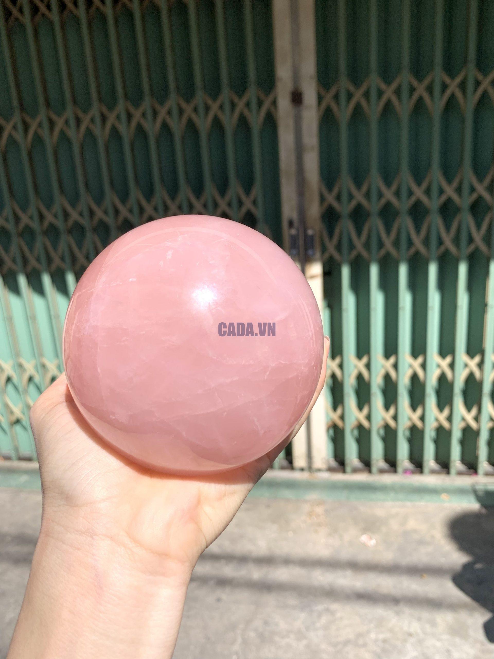 Bi cầu Thạch Anh Hồng sao – Rose Quartz Sphere (BH227), ĐK: 9,2CM, KL: 1,162KG