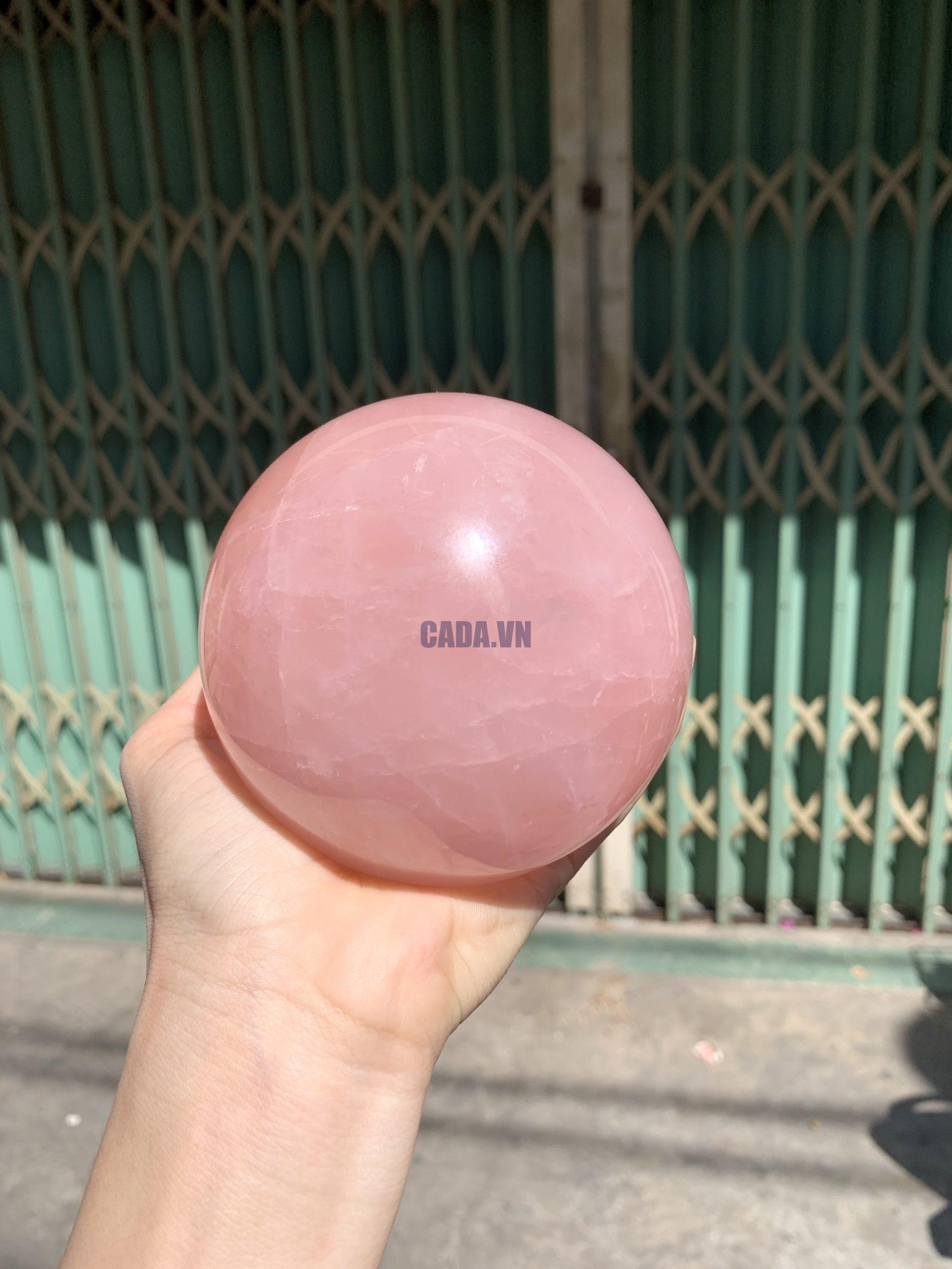 Bi cầu Thạch Anh Hồng sao – Rose Quartz Sphere (BH227), ĐK: 9,2CM, KL: 1,162KG