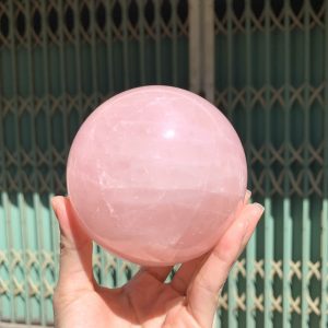 Bi cầu Thạch Anh Hồng sao – Rose Quartz Sphere (BH227), ĐK: 9,2CM, KL: 1,162KG