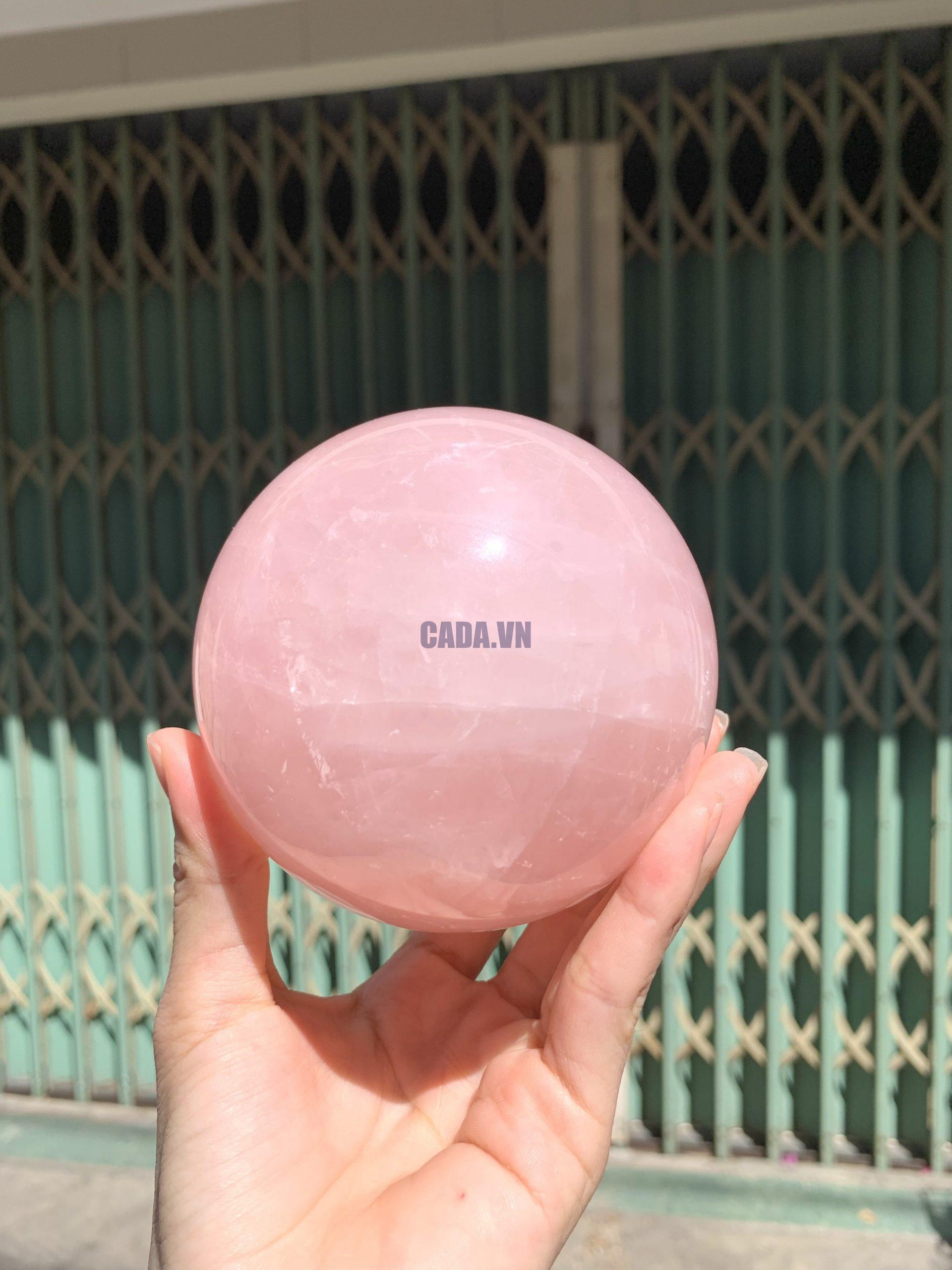 Bi cầu Thạch Anh Hồng sao – Rose Quartz Sphere (BH227), ĐK: 9,2CM, KL: 1,162KG