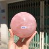 Bi cầu Thạch Anh Hồng sao – Rose Quartz Sphere (BH228), ĐK: 9,3CM, KL: 1,204KG