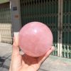 Bi cầu Thạch Anh Hồng sao – Rose Quartz Sphere (BH225), ĐK: 8,9CM, KL: 1,026KG