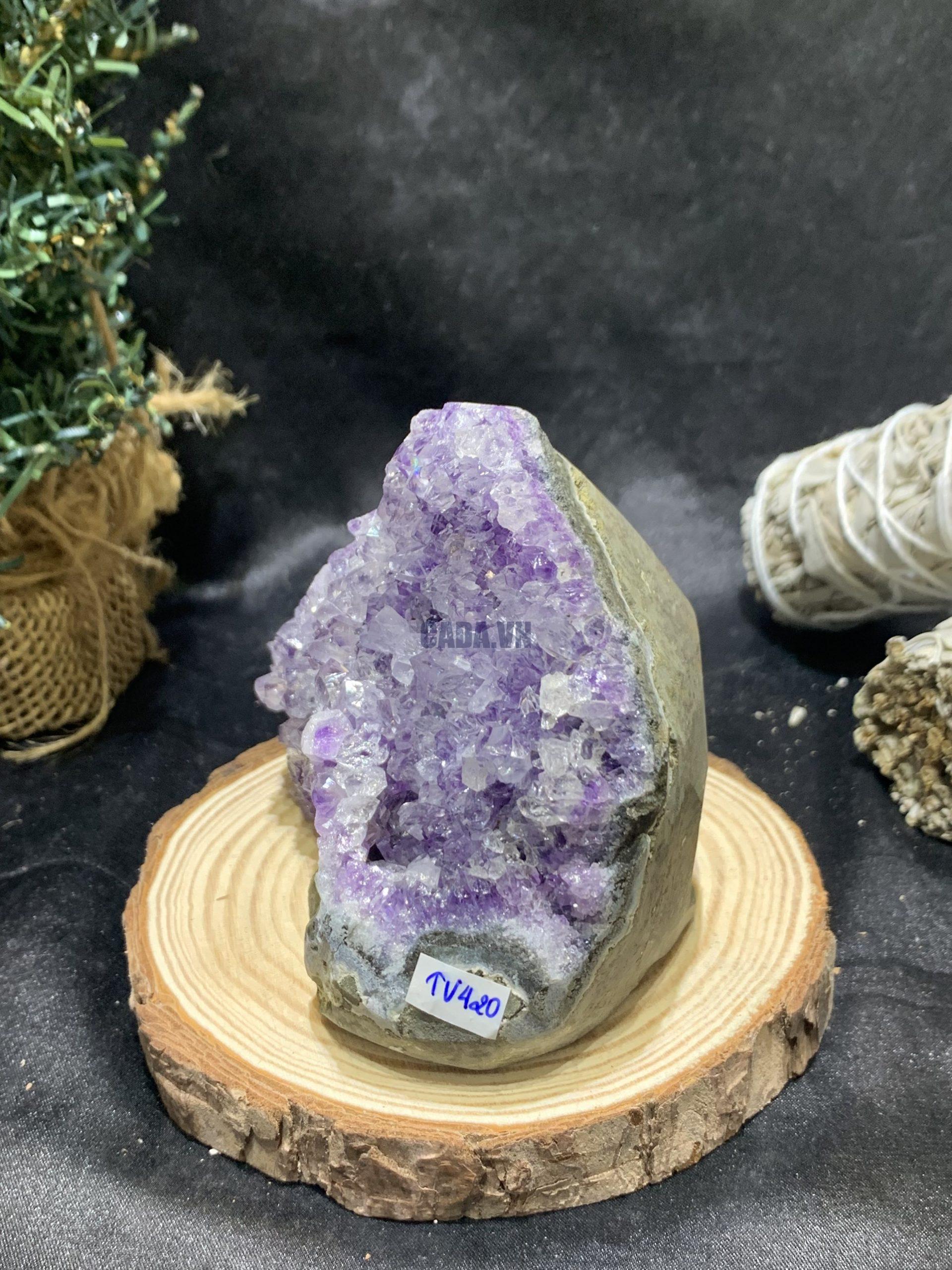 HỐC THẠCH ANH TÍM NHỎ – SMALL AMETHYST GEODE (TV420), KL: 0,496KG, KT: 9*9CM