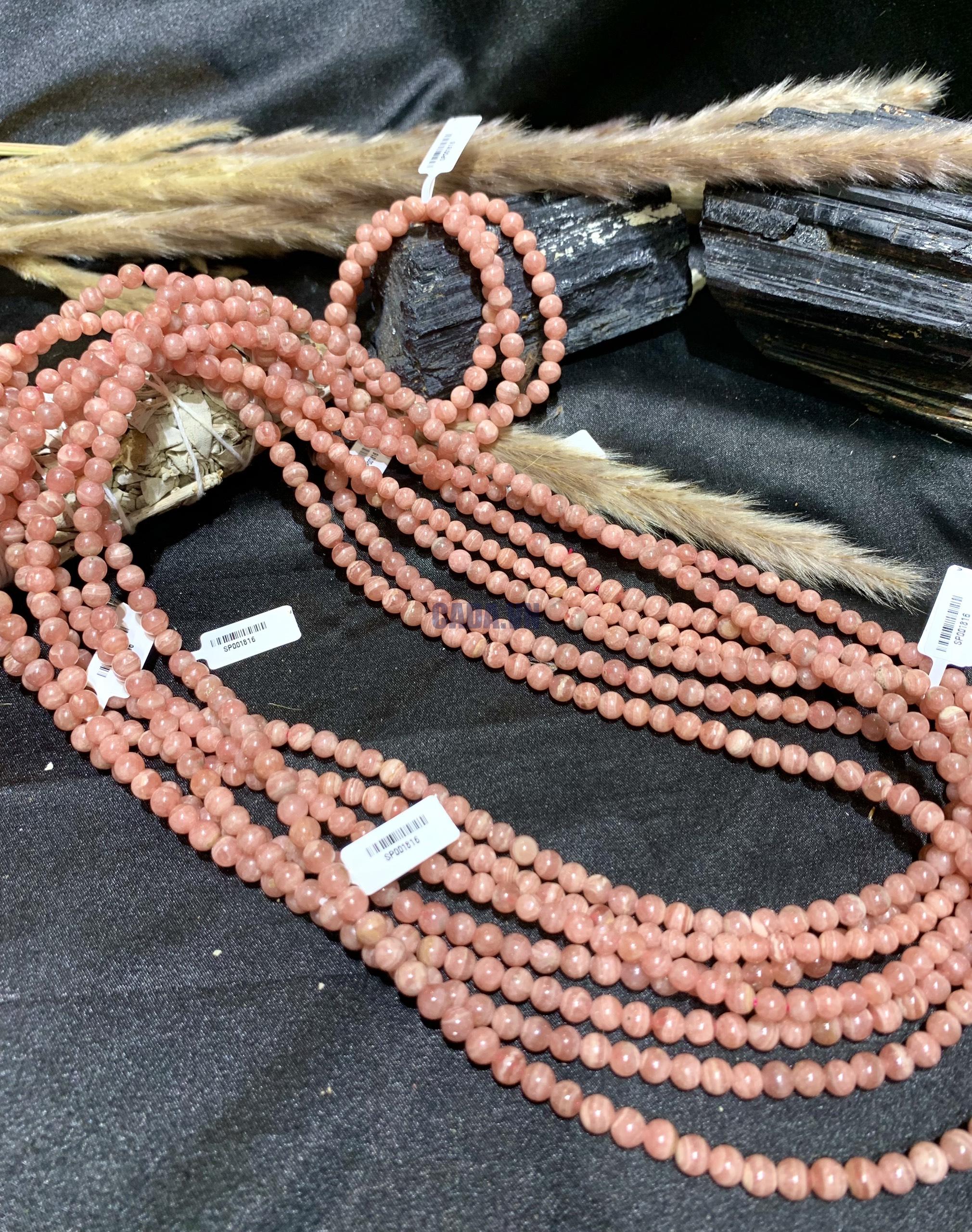 Vòng tay 3 vòng quấn Đào hoa - Rhodochrosite 6mm| CADA DECOR