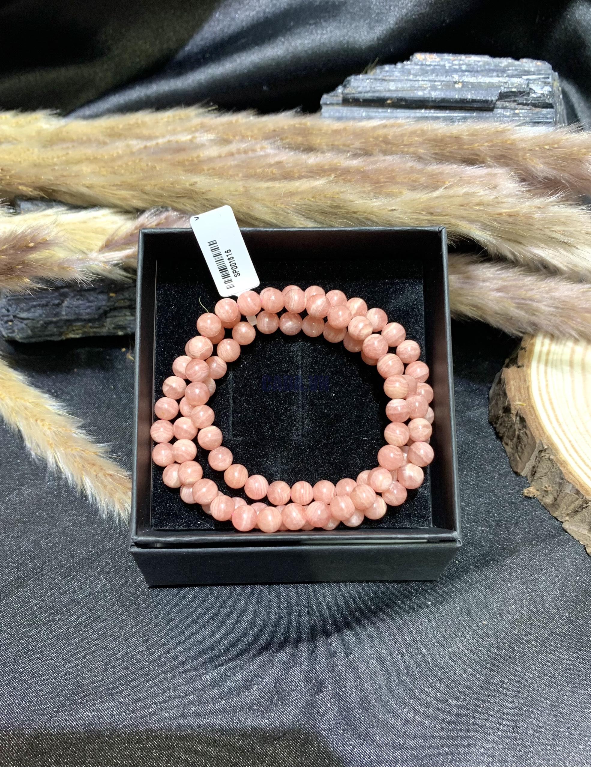 Vòng tay 3 vòng quấn Đào hoa - Rhodochrosite 6mm| CADA DECOR