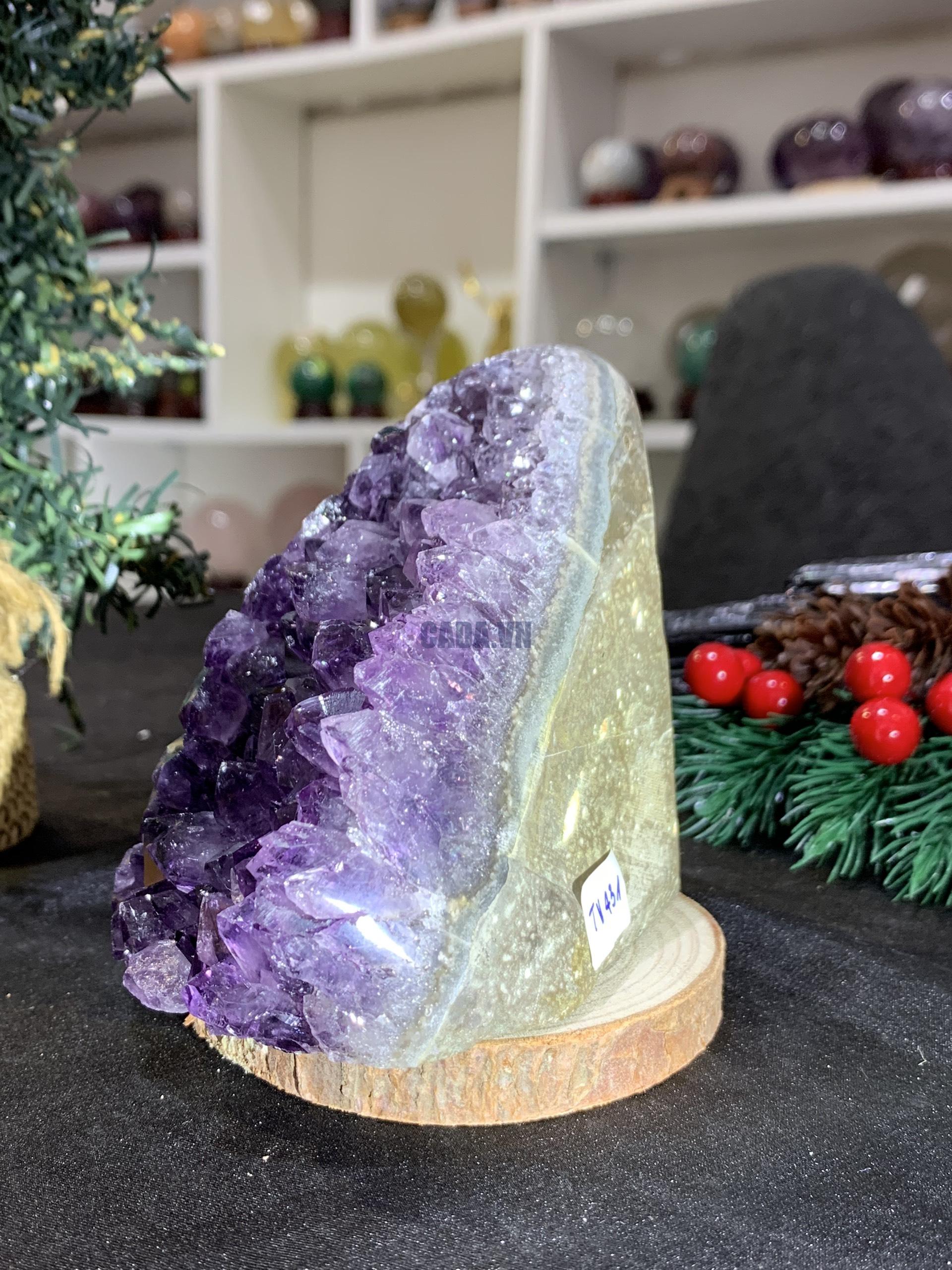 HỐC THẠCH ANH TÍM NHỎ – SMALL AMETHYST GEODE (TV431), KL: 0,62KG, KT: 12*8CM