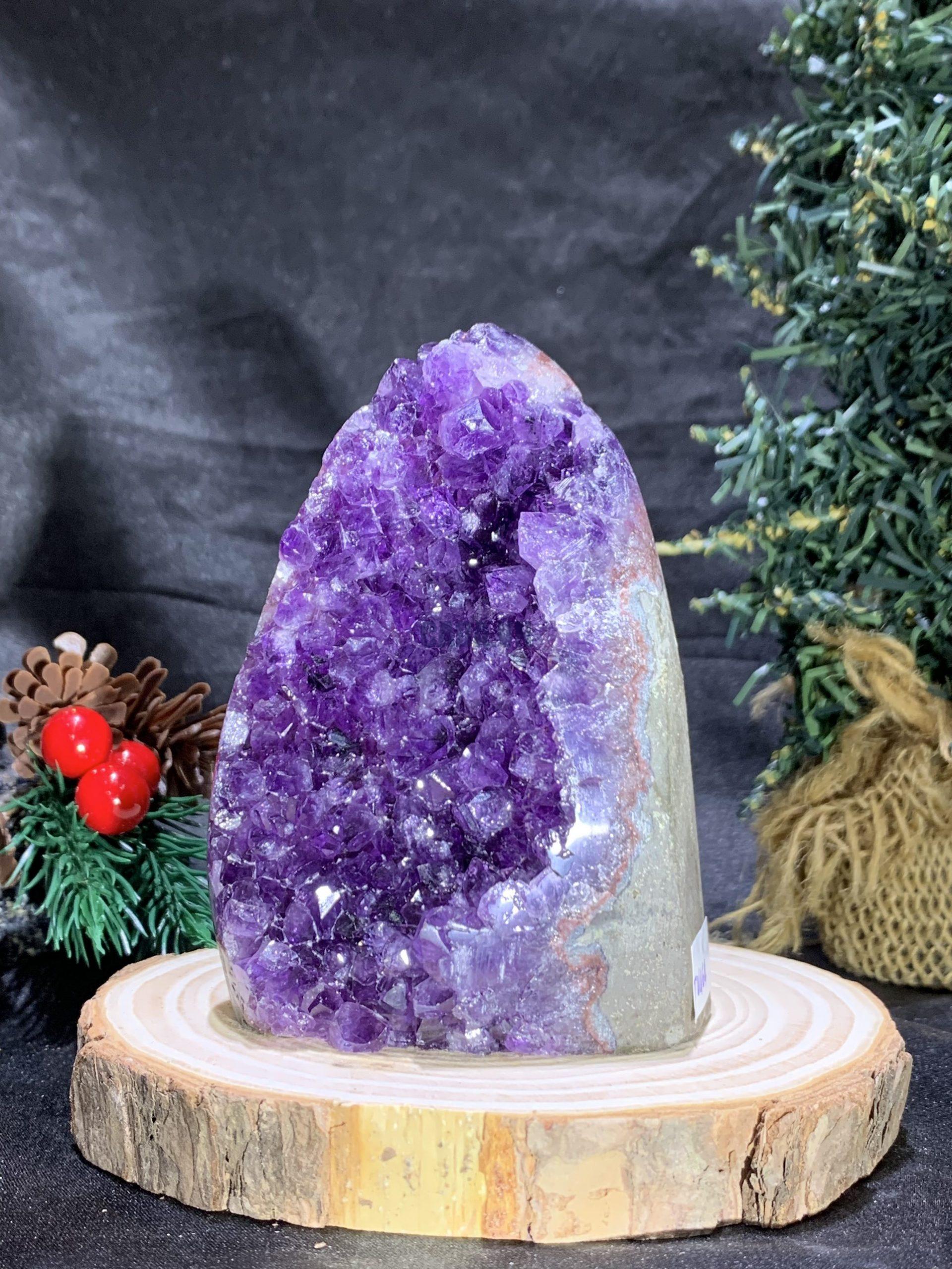 HỐC THẠCH ANH TÍM NHỎ – SMALL AMETHYST GEODE (TV464), KL: 0,455KG, KT: 10,5*6,5CM