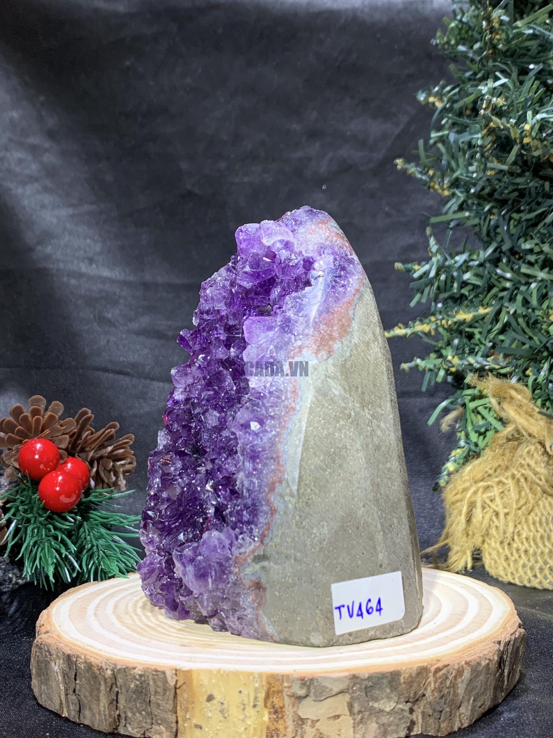 HỐC THẠCH ANH TÍM NHỎ – SMALL AMETHYST GEODE (TV464), KL: 0,455KG, KT: 10,5*6,5CM